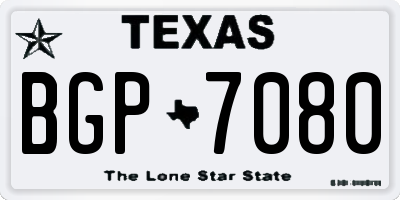 TX license plate BGP7080