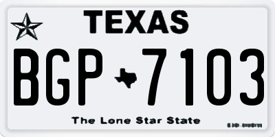 TX license plate BGP7103
