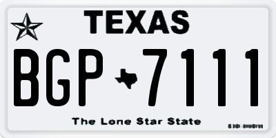 TX license plate BGP7111