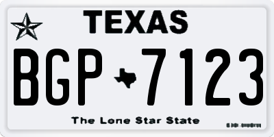 TX license plate BGP7123