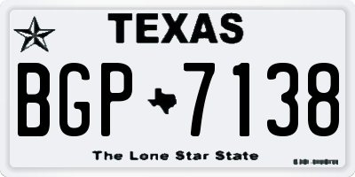 TX license plate BGP7138