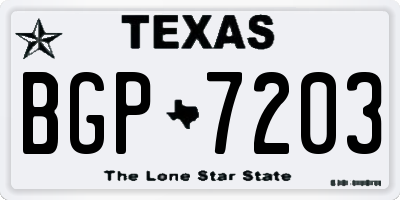 TX license plate BGP7203