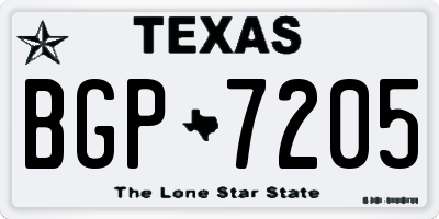 TX license plate BGP7205