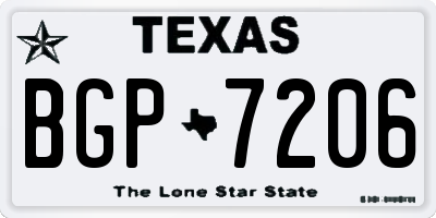TX license plate BGP7206