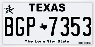 TX license plate BGP7353