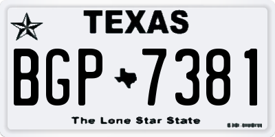 TX license plate BGP7381