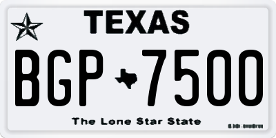 TX license plate BGP7500