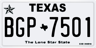 TX license plate BGP7501