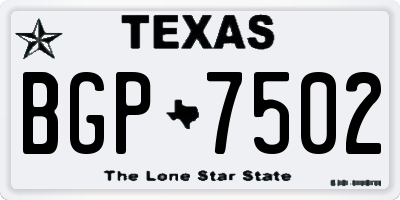 TX license plate BGP7502