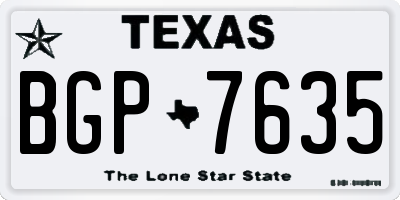 TX license plate BGP7635