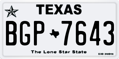 TX license plate BGP7643