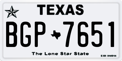 TX license plate BGP7651