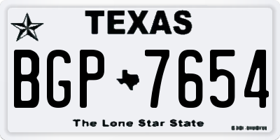 TX license plate BGP7654