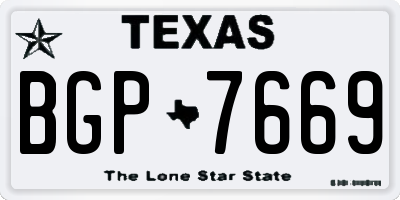 TX license plate BGP7669