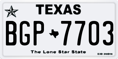 TX license plate BGP7703