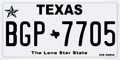 TX license plate BGP7705
