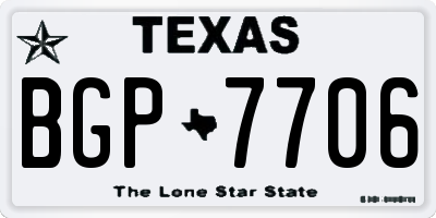 TX license plate BGP7706