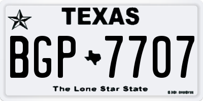 TX license plate BGP7707