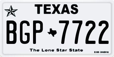 TX license plate BGP7722