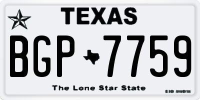 TX license plate BGP7759