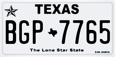 TX license plate BGP7765