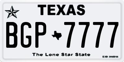 TX license plate BGP7777