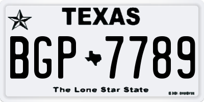 TX license plate BGP7789