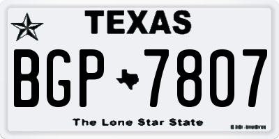 TX license plate BGP7807