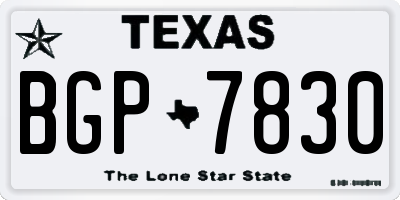 TX license plate BGP7830