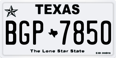 TX license plate BGP7850
