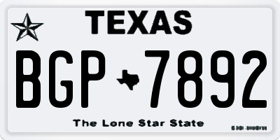 TX license plate BGP7892