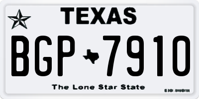 TX license plate BGP7910