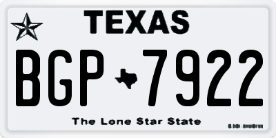 TX license plate BGP7922