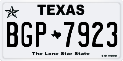 TX license plate BGP7923
