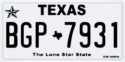 TX license plate BGP7931
