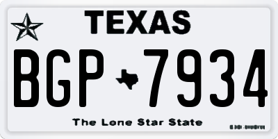 TX license plate BGP7934