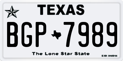 TX license plate BGP7989
