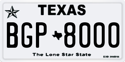 TX license plate BGP8000