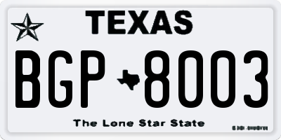 TX license plate BGP8003