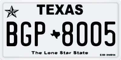 TX license plate BGP8005