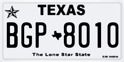 TX license plate BGP8010