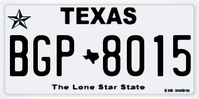 TX license plate BGP8015