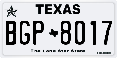 TX license plate BGP8017
