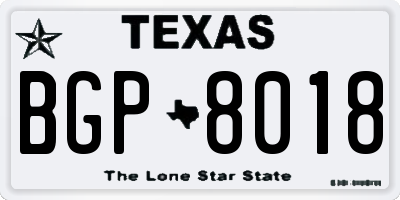 TX license plate BGP8018