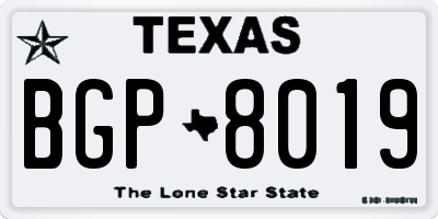 TX license plate BGP8019
