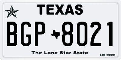 TX license plate BGP8021