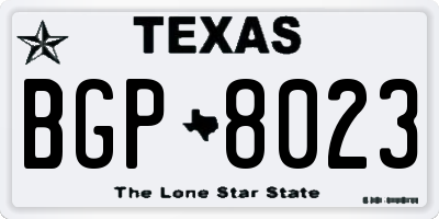 TX license plate BGP8023