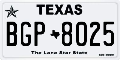 TX license plate BGP8025