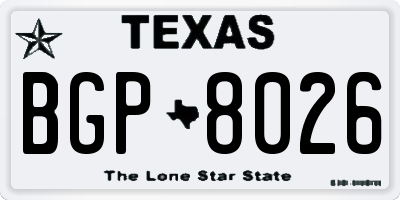 TX license plate BGP8026