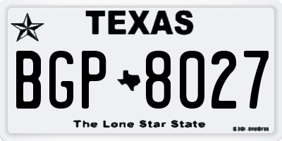 TX license plate BGP8027